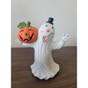 Ceramic Halloween Happy Ghost Jack O'Lantern pumpkin home decor figure